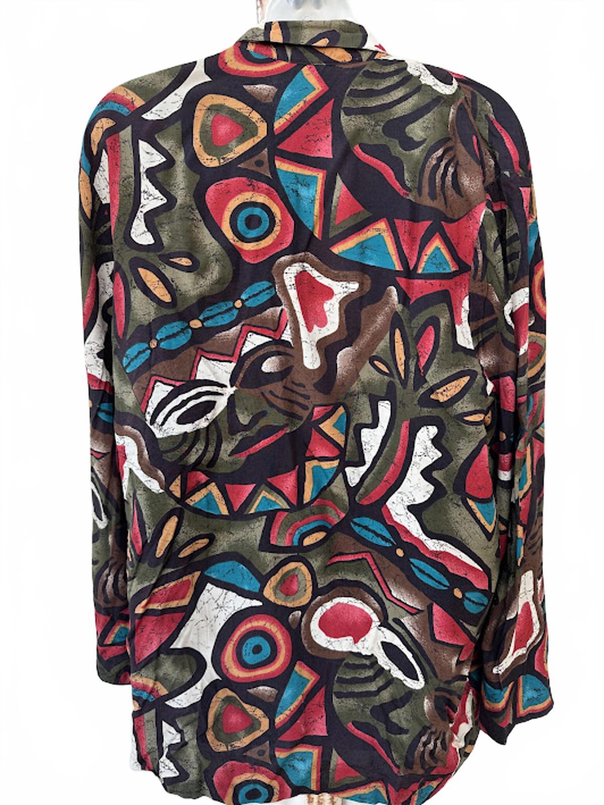 Vintage Abstract Silk Jacket Multicolor M