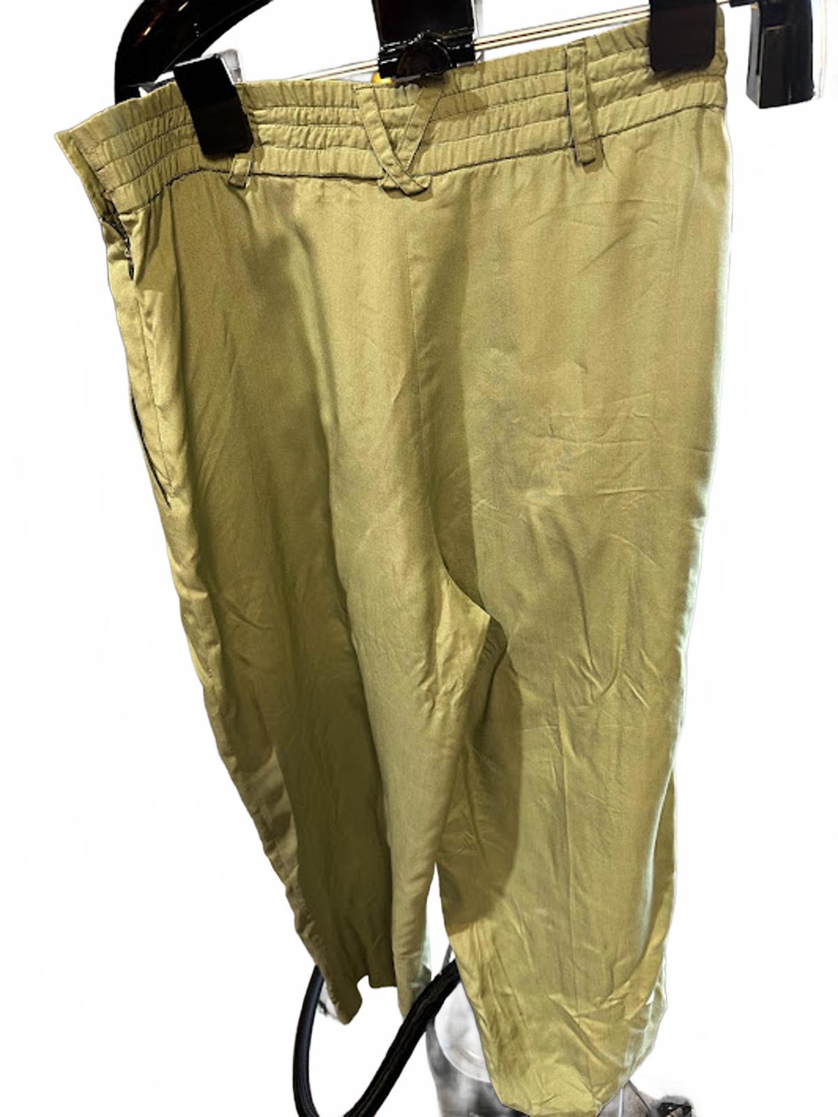Vintage Silk Mint Green Pants Elastic Waist M