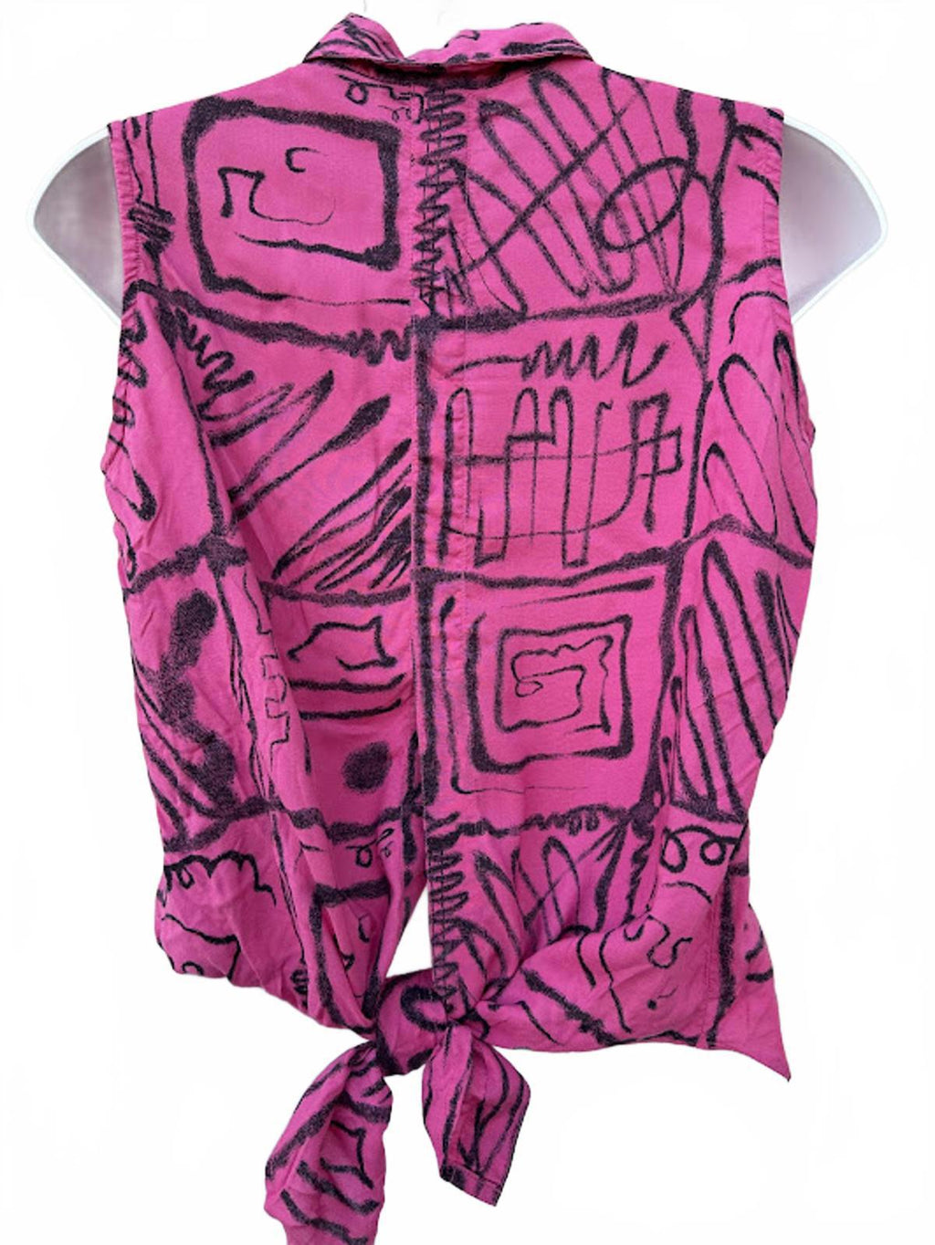 Vintage Carolhorn Pink Rayon Tie Back Top S