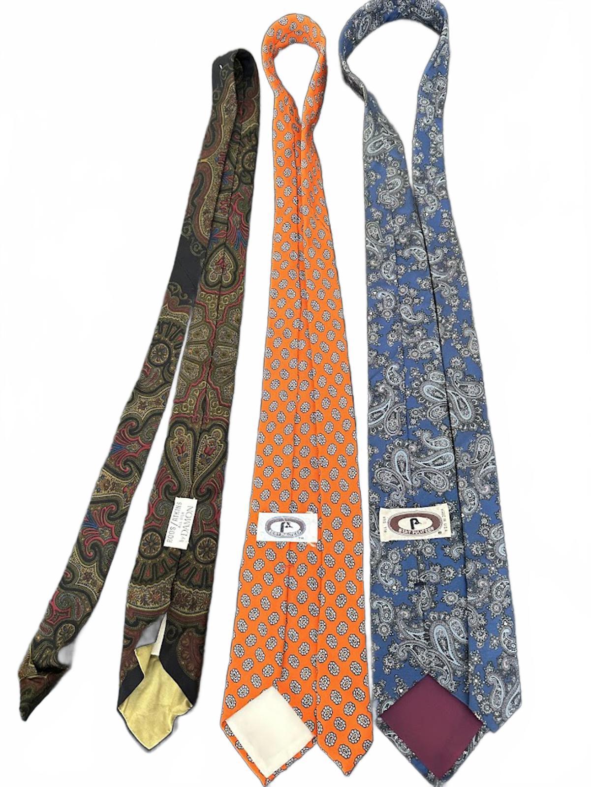 Vintage Silk Skinny Tie Bundle Paisley Set