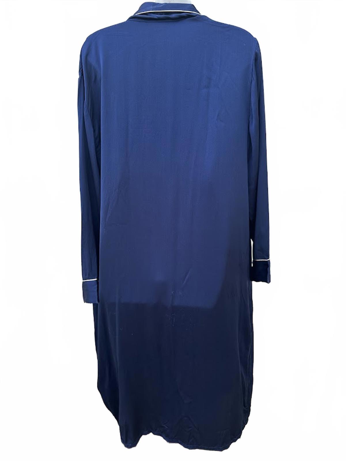Vintage Silksilky Robe XL Navy Satin