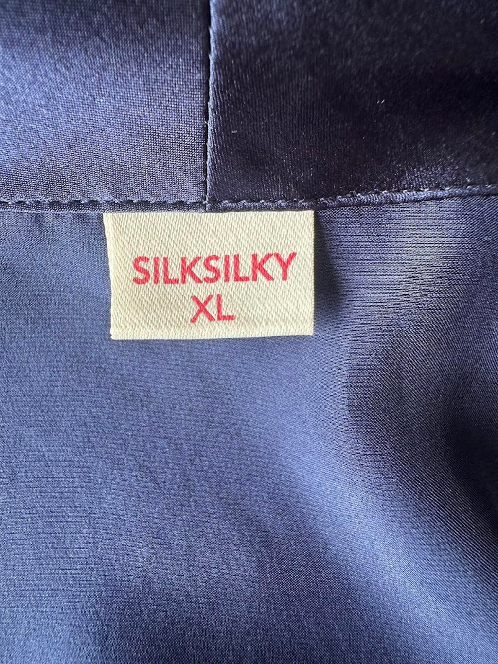 Vintage Silksilky Robe XL Navy Satin