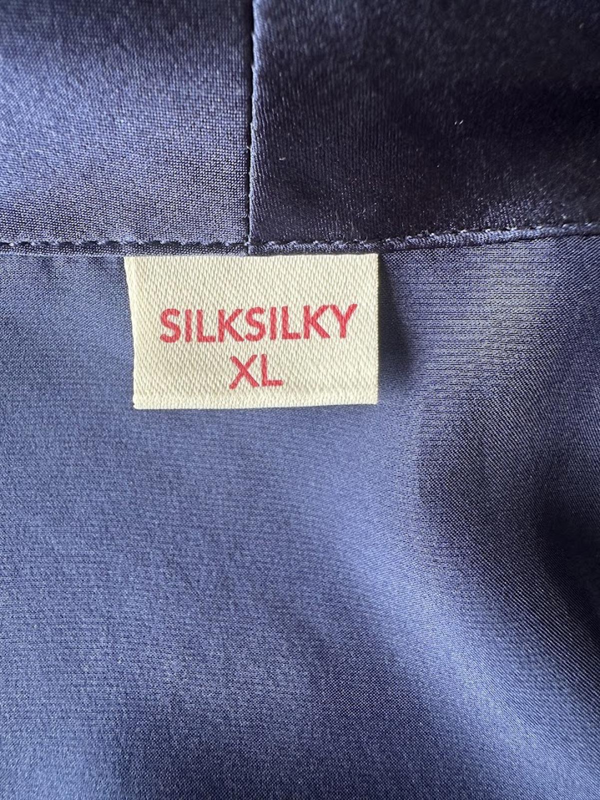Vintage Silksilky Robe XL Navy Satin