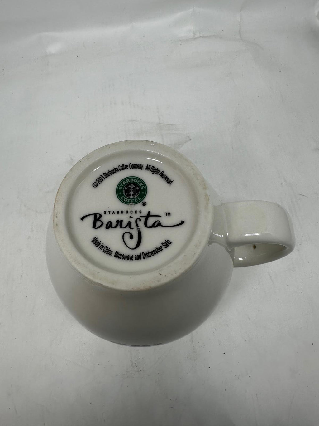 Starbucks Barista Series Mug 2002 White Blue Steaming Cup Logo 12 oz Vintage mug