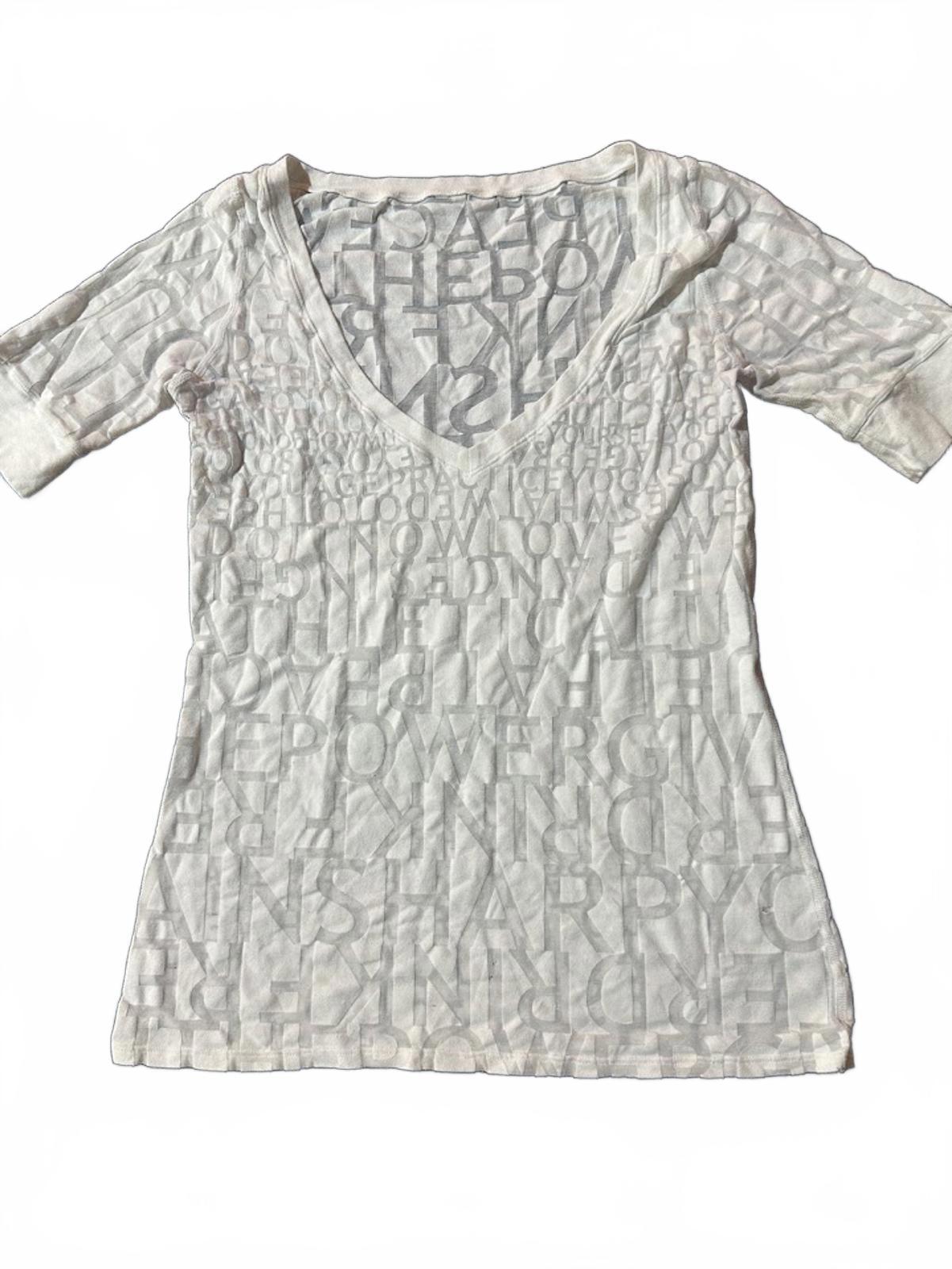 Lululemon White Textured Logo Tee Top
