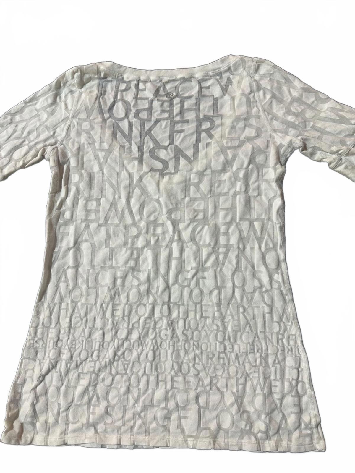Lululemon White Textured Logo Tee Top