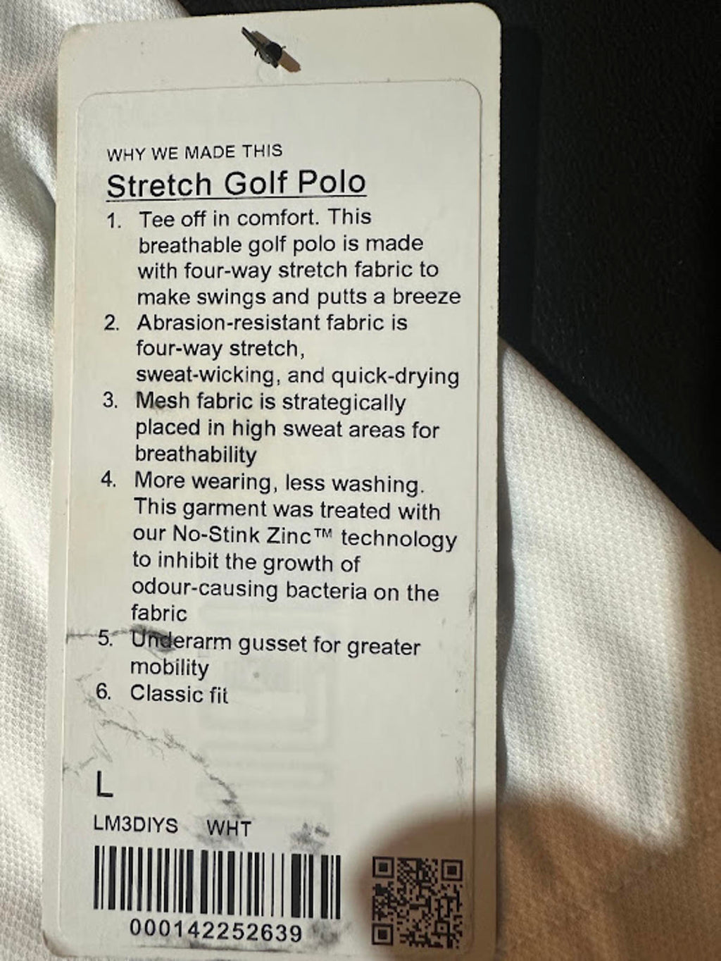 Lululemon Stretch Golf Polo White Large