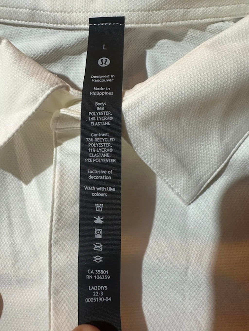 Lululemon Stretch Golf Polo White Large