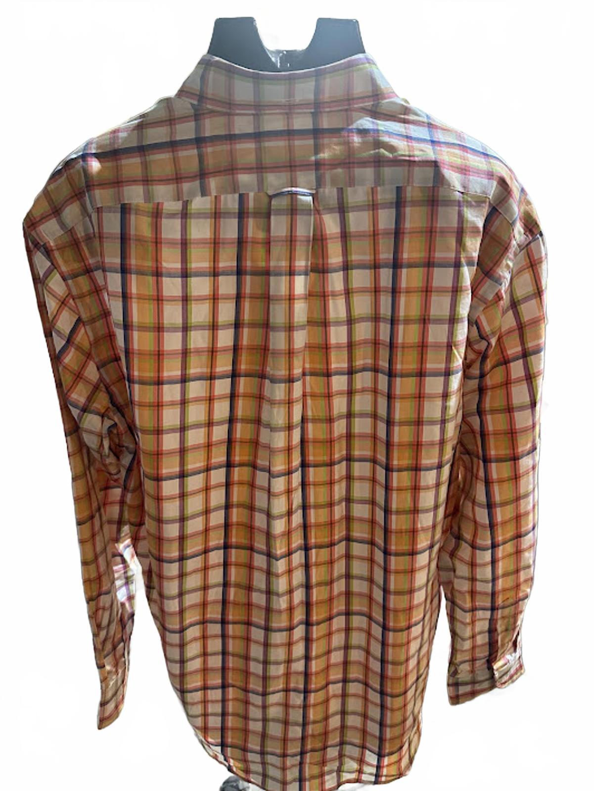 Faconnable Plaid Button Shirt Orange Cotton M