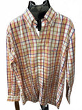 Faconnable Plaid Button Shirt Orange Cotton M