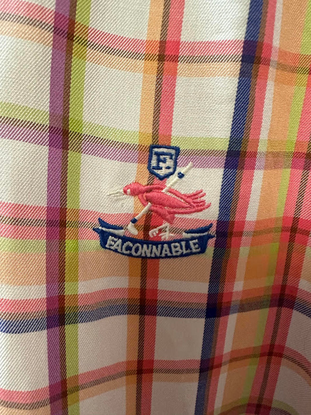 Faconnable Plaid Button Shirt Orange Cotton M