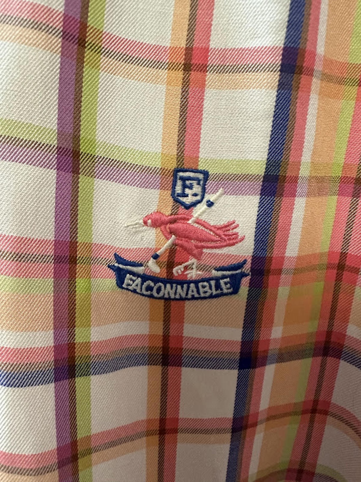 Faconnable Plaid Button Shirt Orange Cotton M