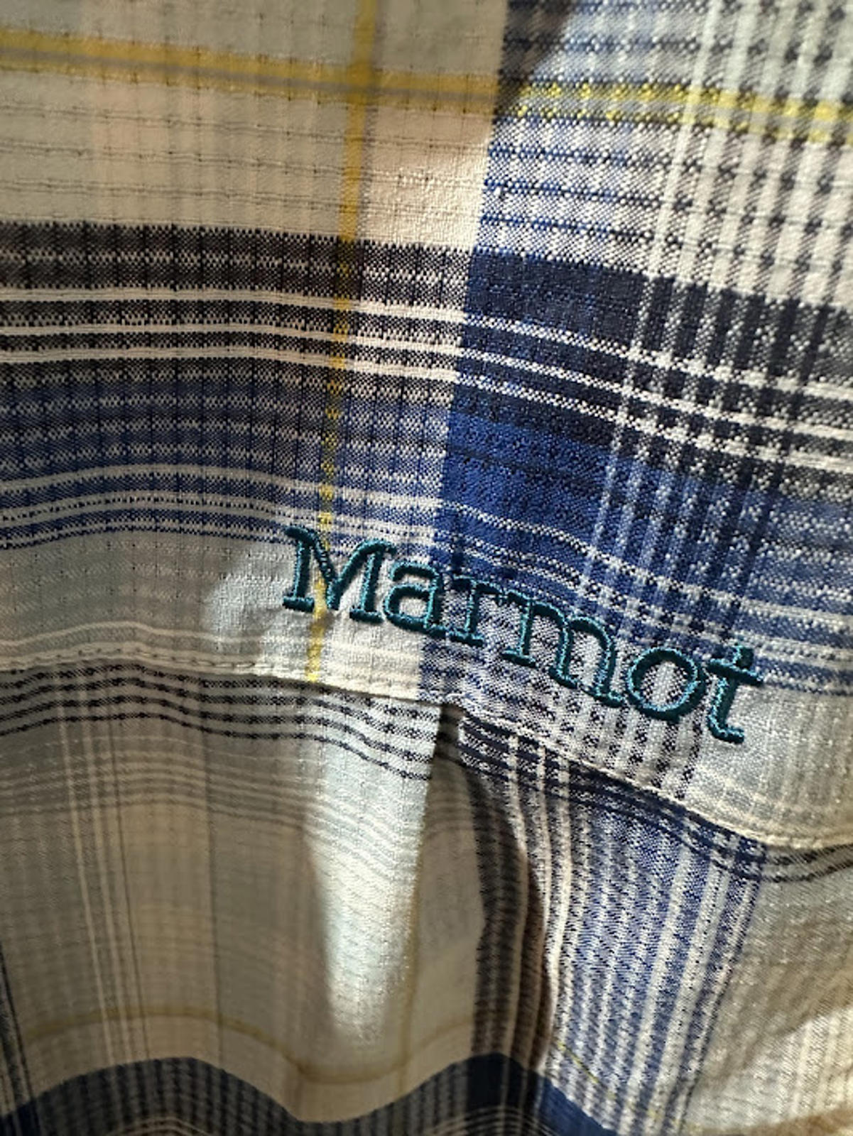 Marmot Plaid Short Sleeve Shirt Blue Large