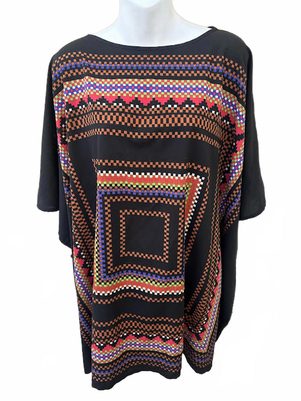 ASOS Tribal Print Poncho Black Multicolor