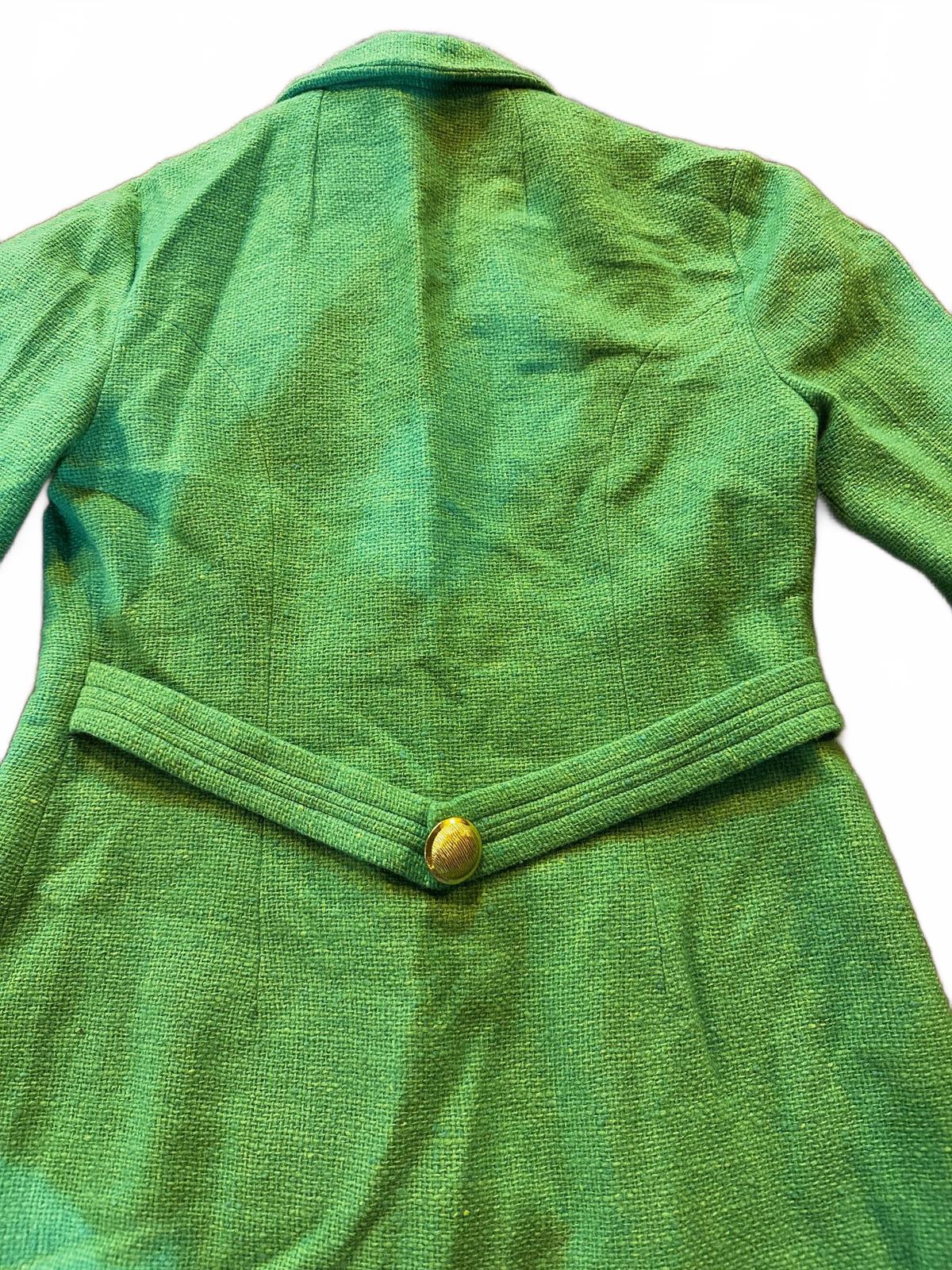 Vintage 1960s Kelly Green Wool-Blend Coat w/ Gold Buttons & Polka Dot Lining