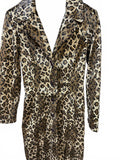 Vintage 80s Metallic Leopard Print Trench Coat | Made in USA Gold Animal Print