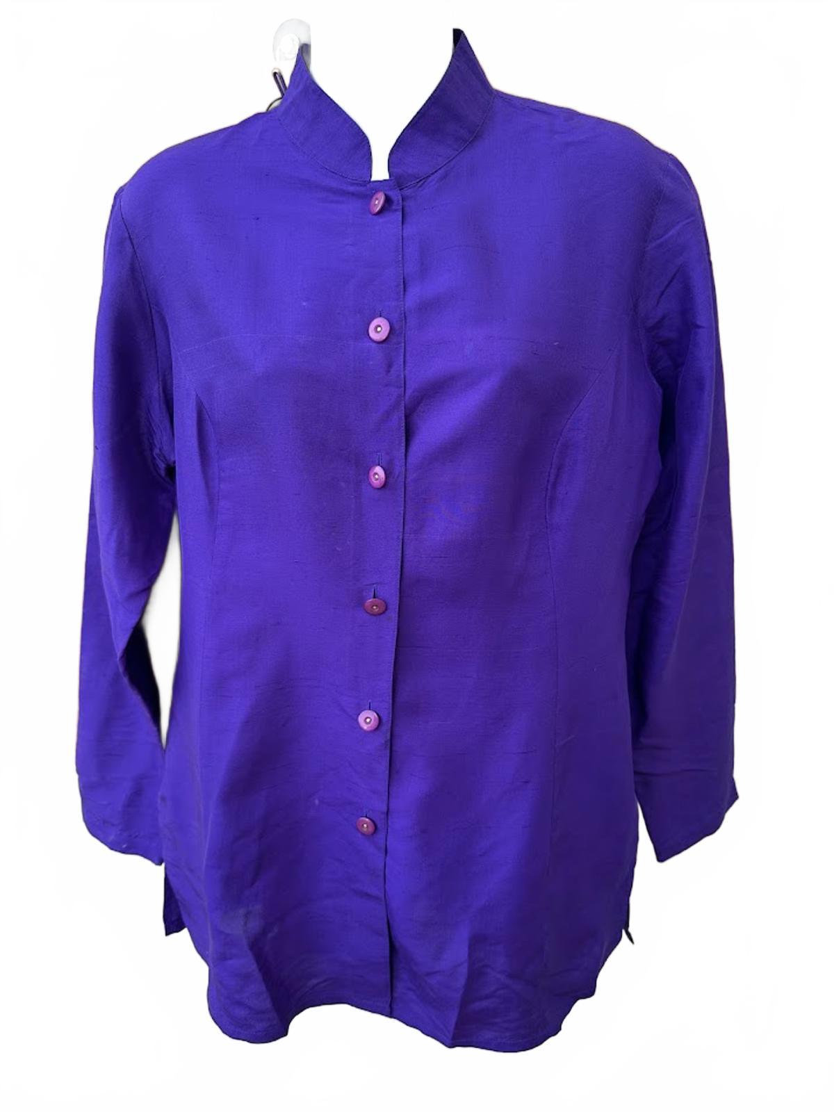 Melrose Studio Purple Silk Blouse Small