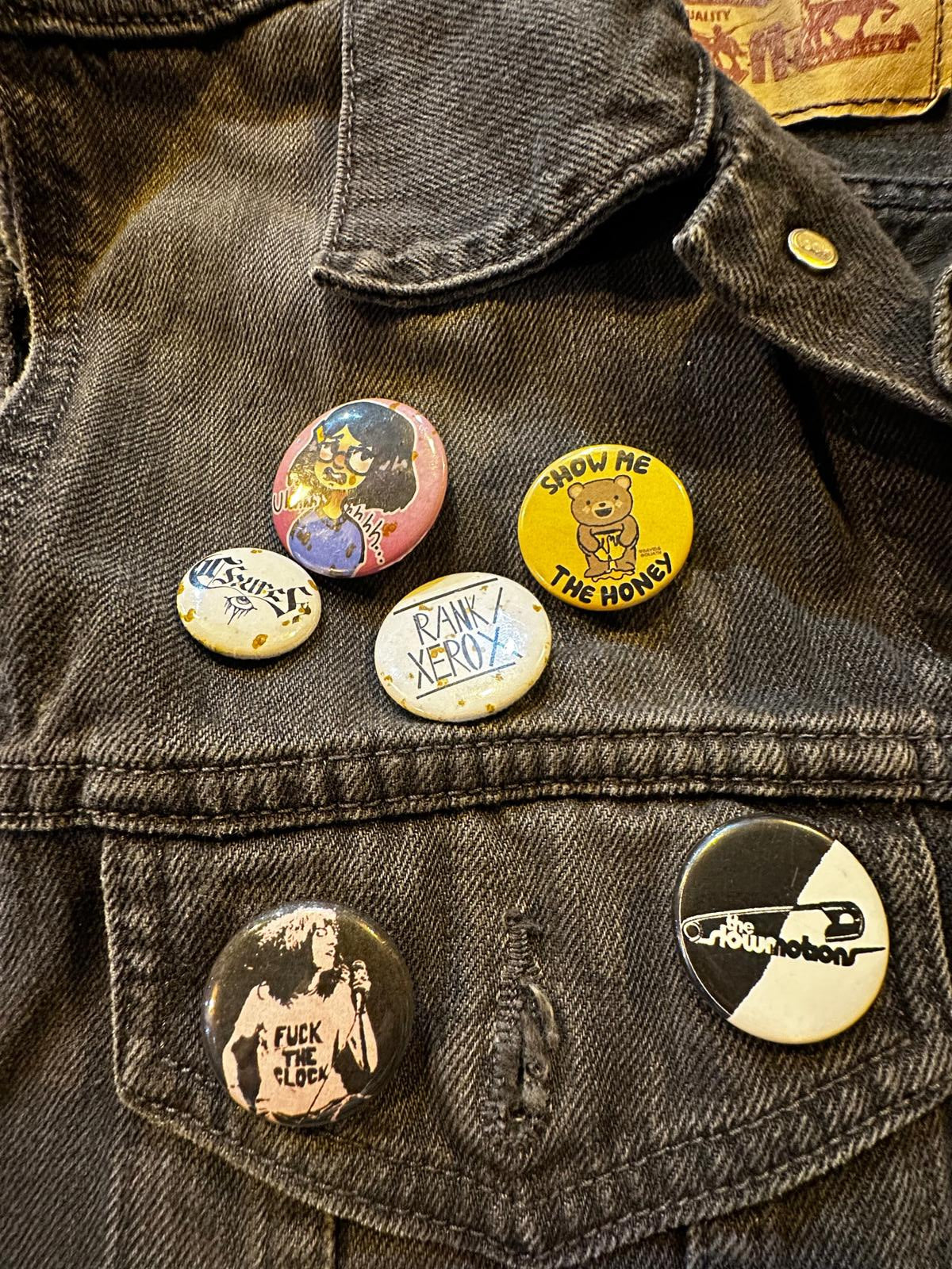 Custom Levi’s Black Denim Vest  Vintage Punk Buttons Medusa