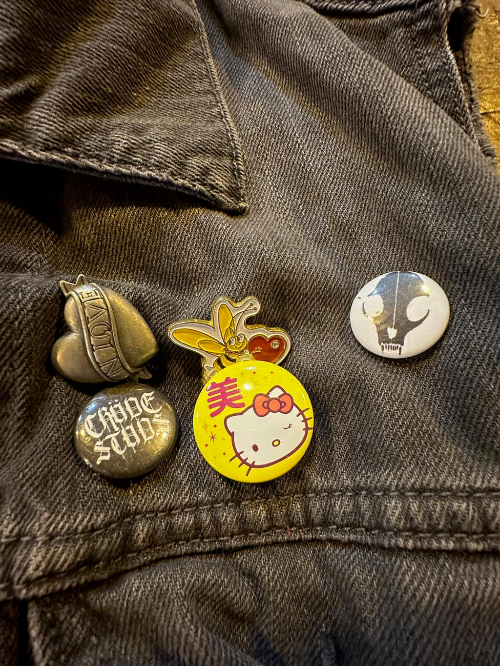 Custom Levi’s Black Denim Vest  Vintage Punk Buttons Medusa