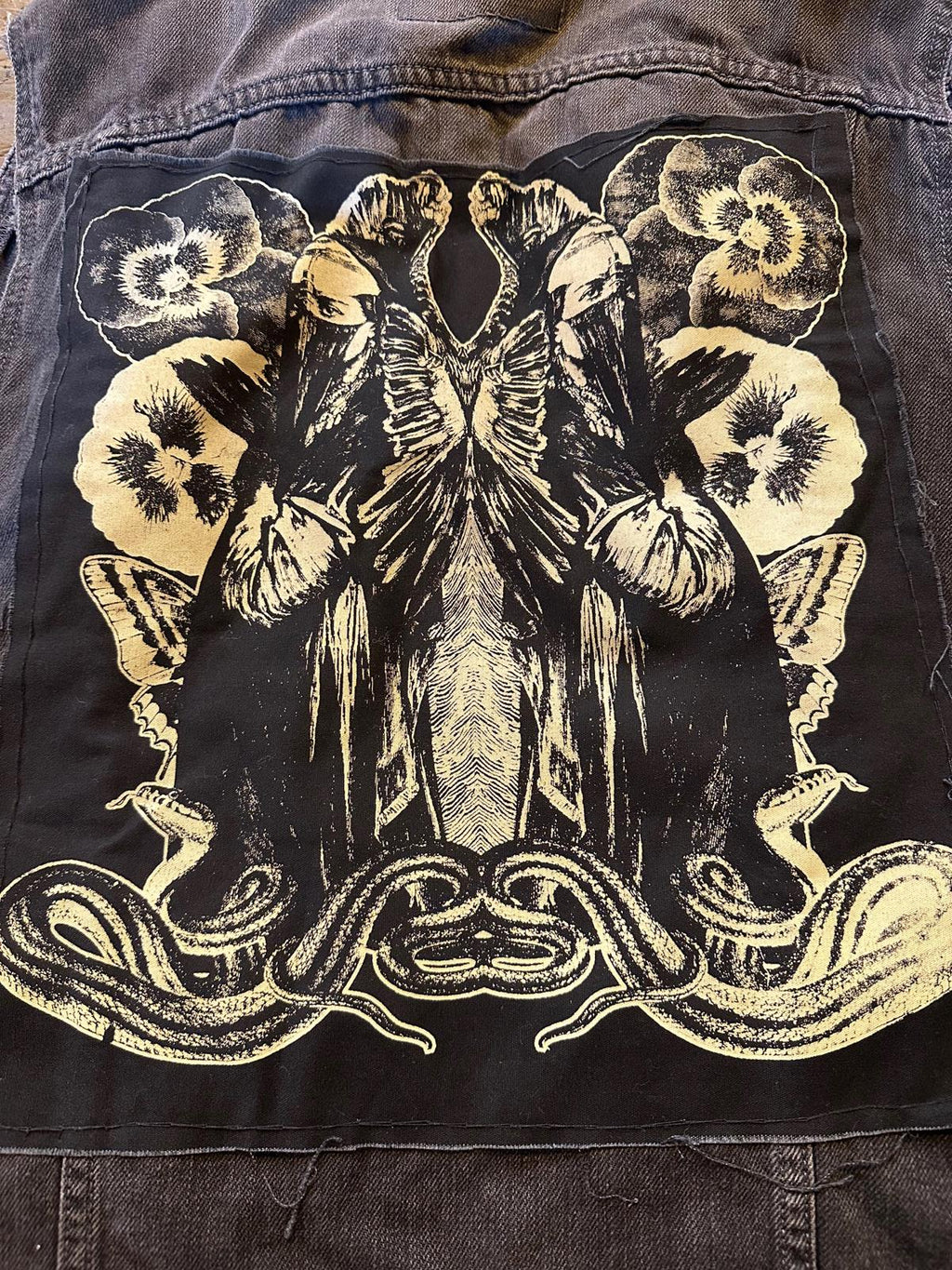 Custom Levi’s Black Denim Vest  Vintage Punk Buttons Medusa