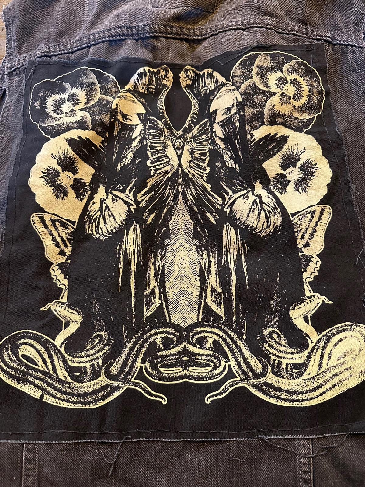 Custom Levi’s Black Denim Vest  Vintage Punk Buttons Medusa