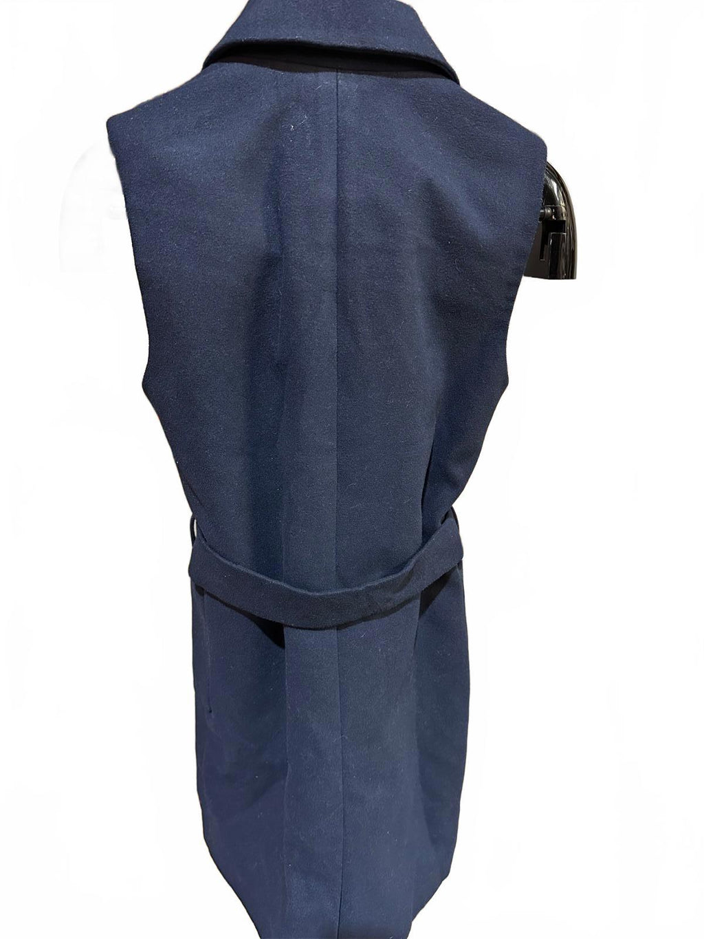 TOPSHOP Wool-Blend Navy Sleeveless Wrap Coat  (Women’s US 2 / UK 6 / EU 34)