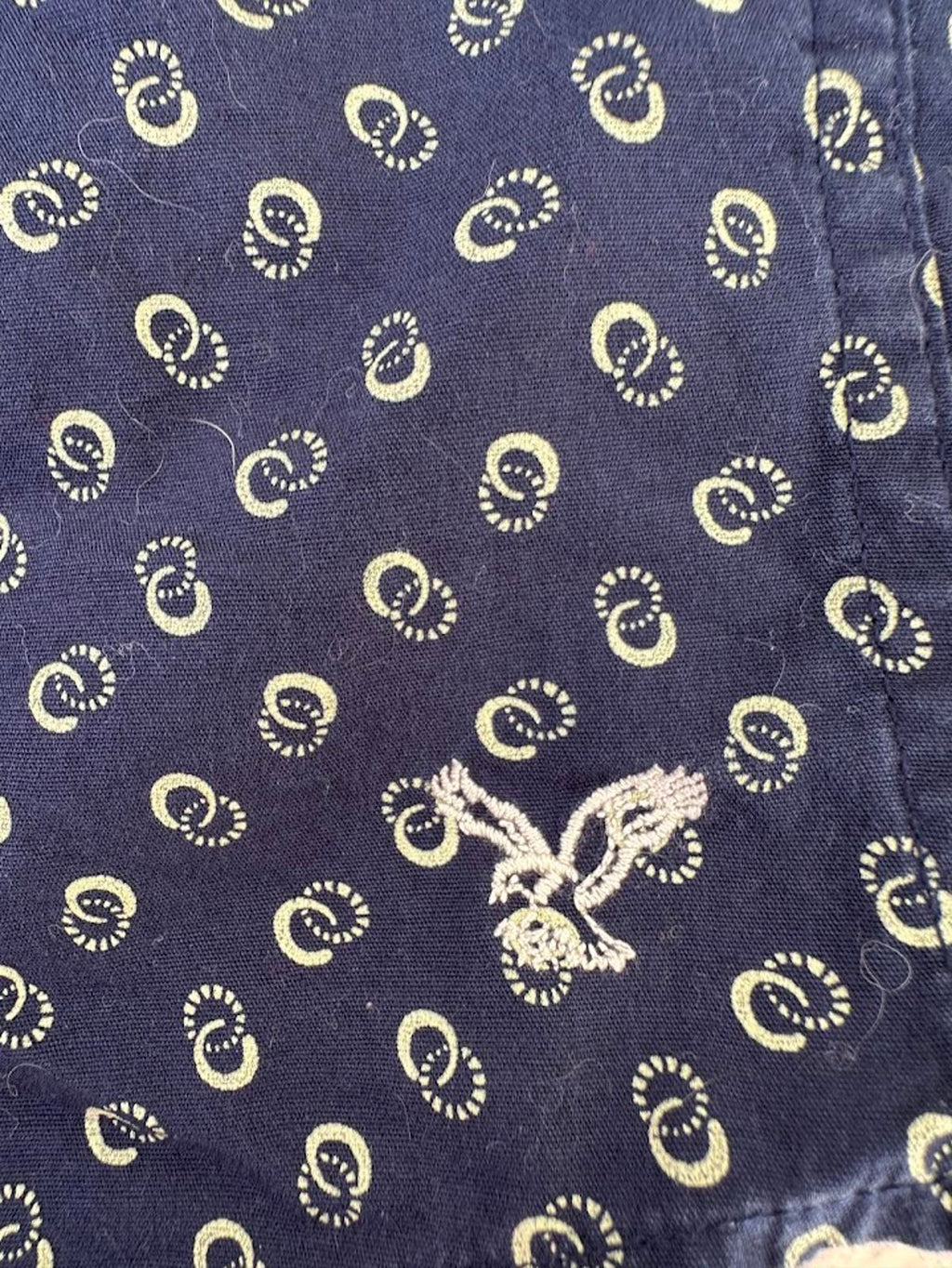 American Eagle Paisley Shirt XL Slim Fit Navy