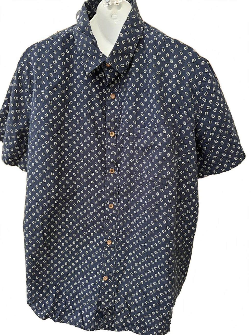 American Eagle Paisley Shirt XL Slim Fit Navy