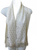 Pierre Cardin Silk Scarf Off White Fringe