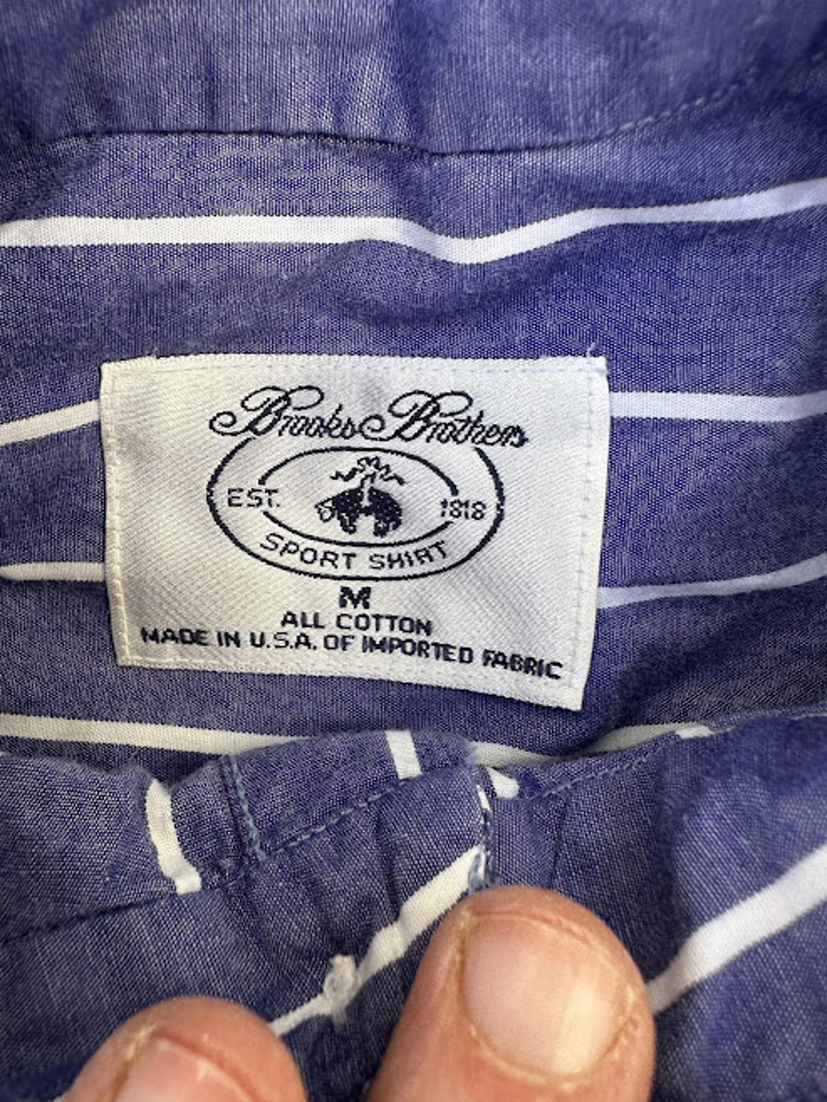 Brooks Brothers Blue Stripe Oxford Shirt M USA