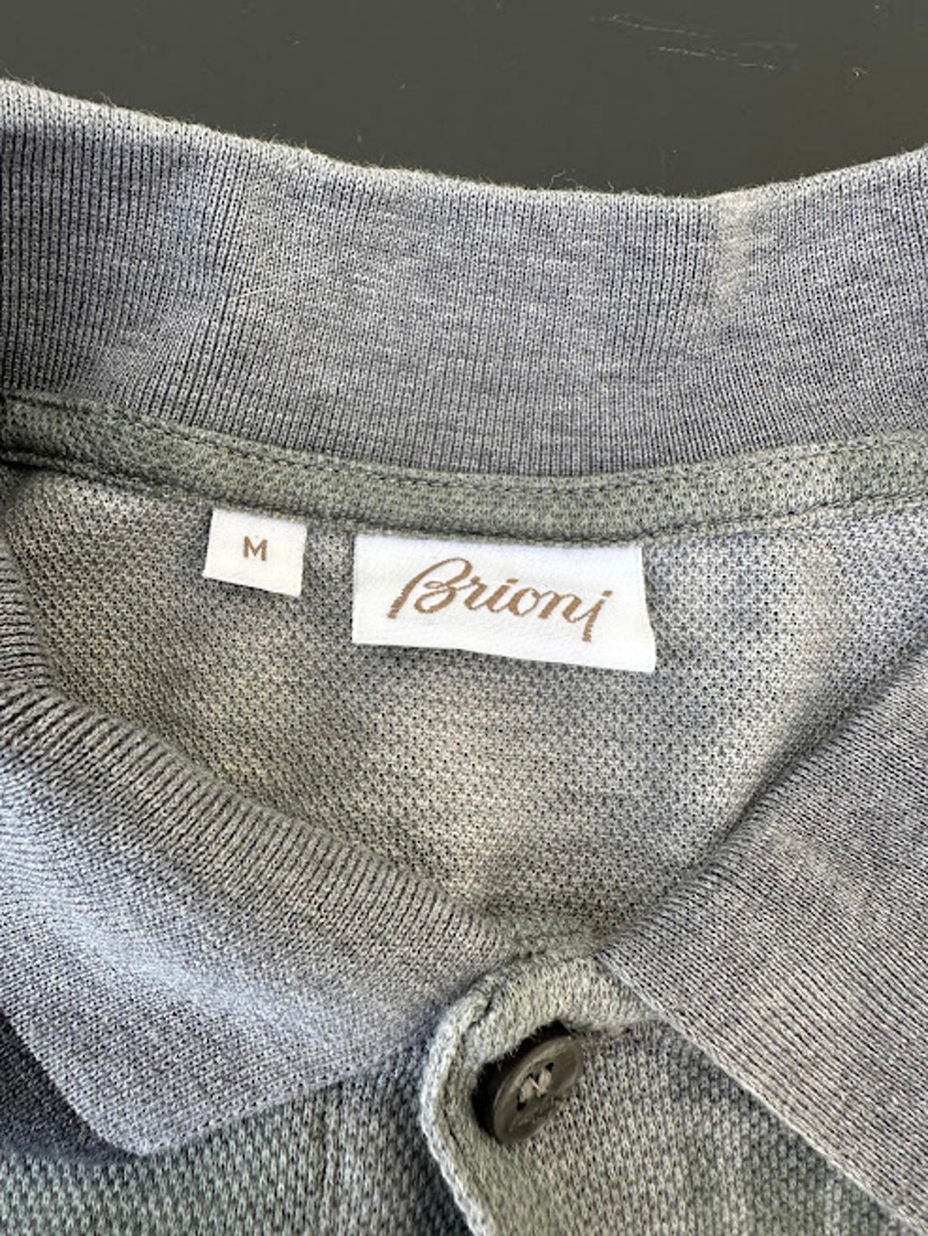 Brioni Green Gray Knit Polo Shirt M Italy