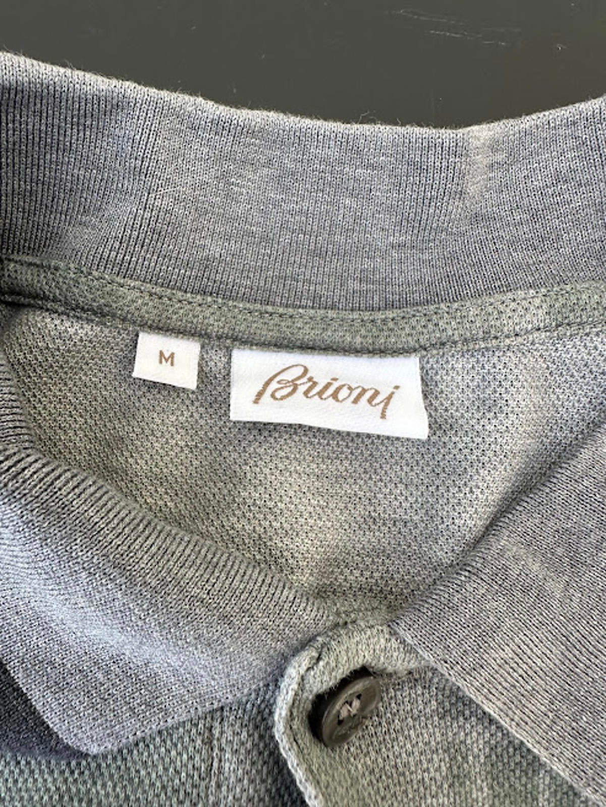 Brioni Green Gray Knit Polo Shirt M Italy