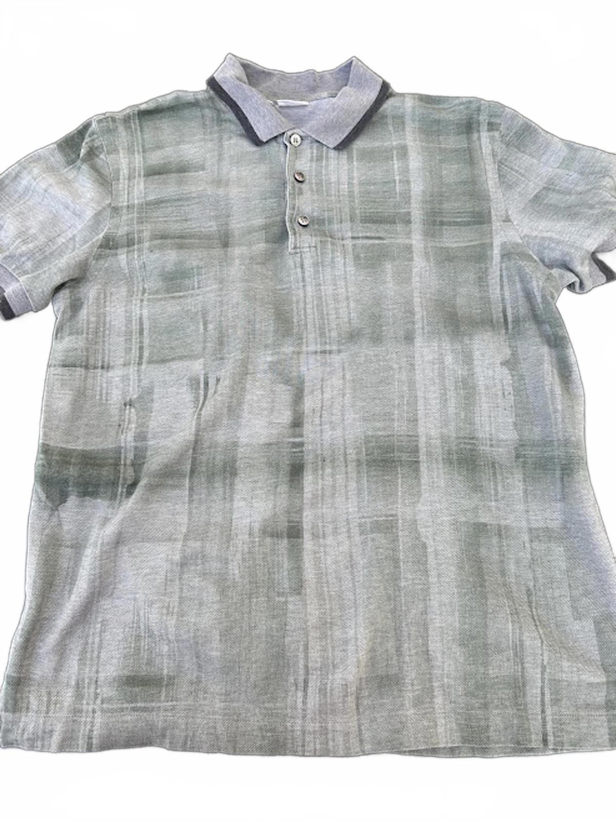 Brioni Green Gray Knit Polo Shirt M Italy