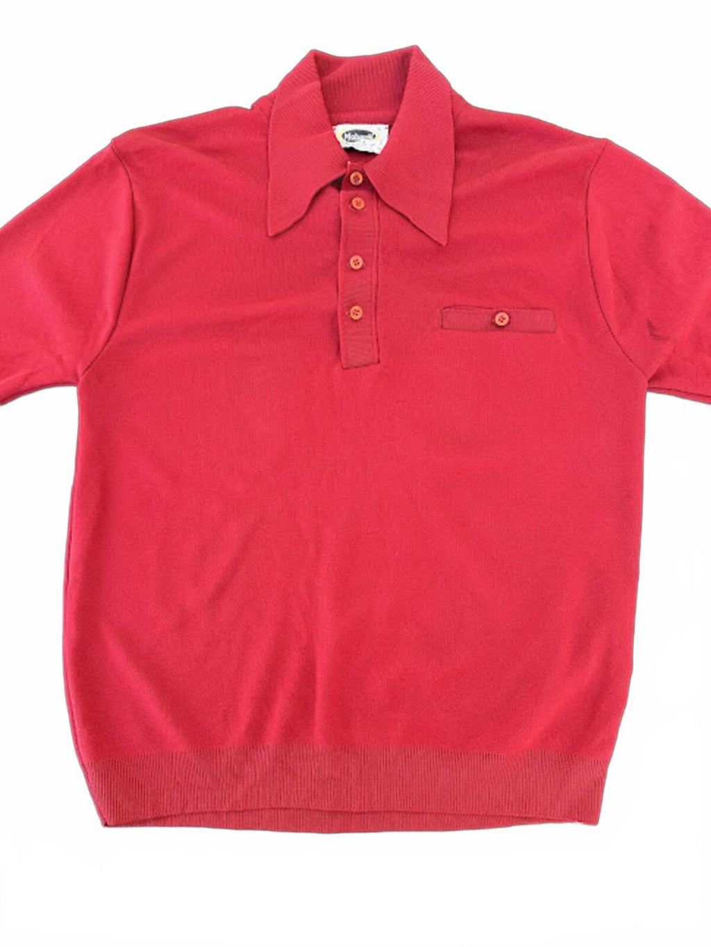 Vintage Banlon Knit Polo Shirt Red Mohawk L