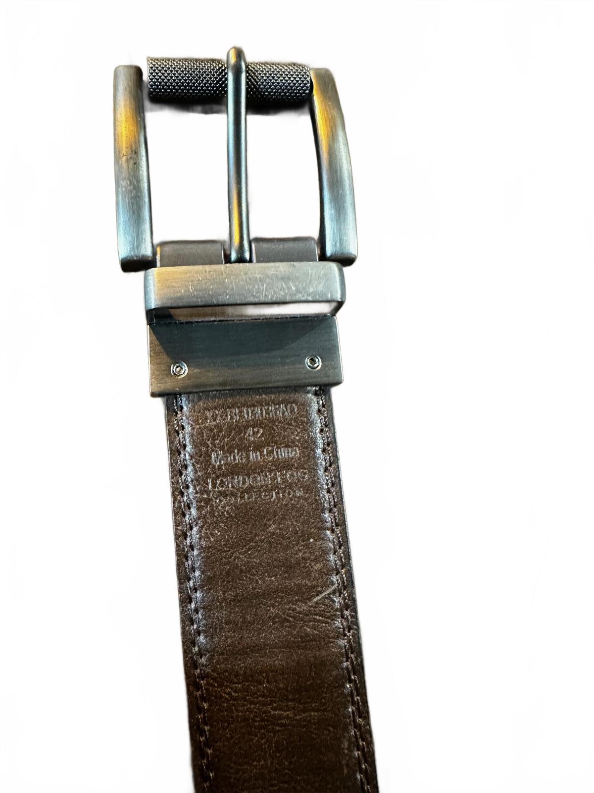 London Fog Men’s Reversible Leather Belt 42 Black Brown