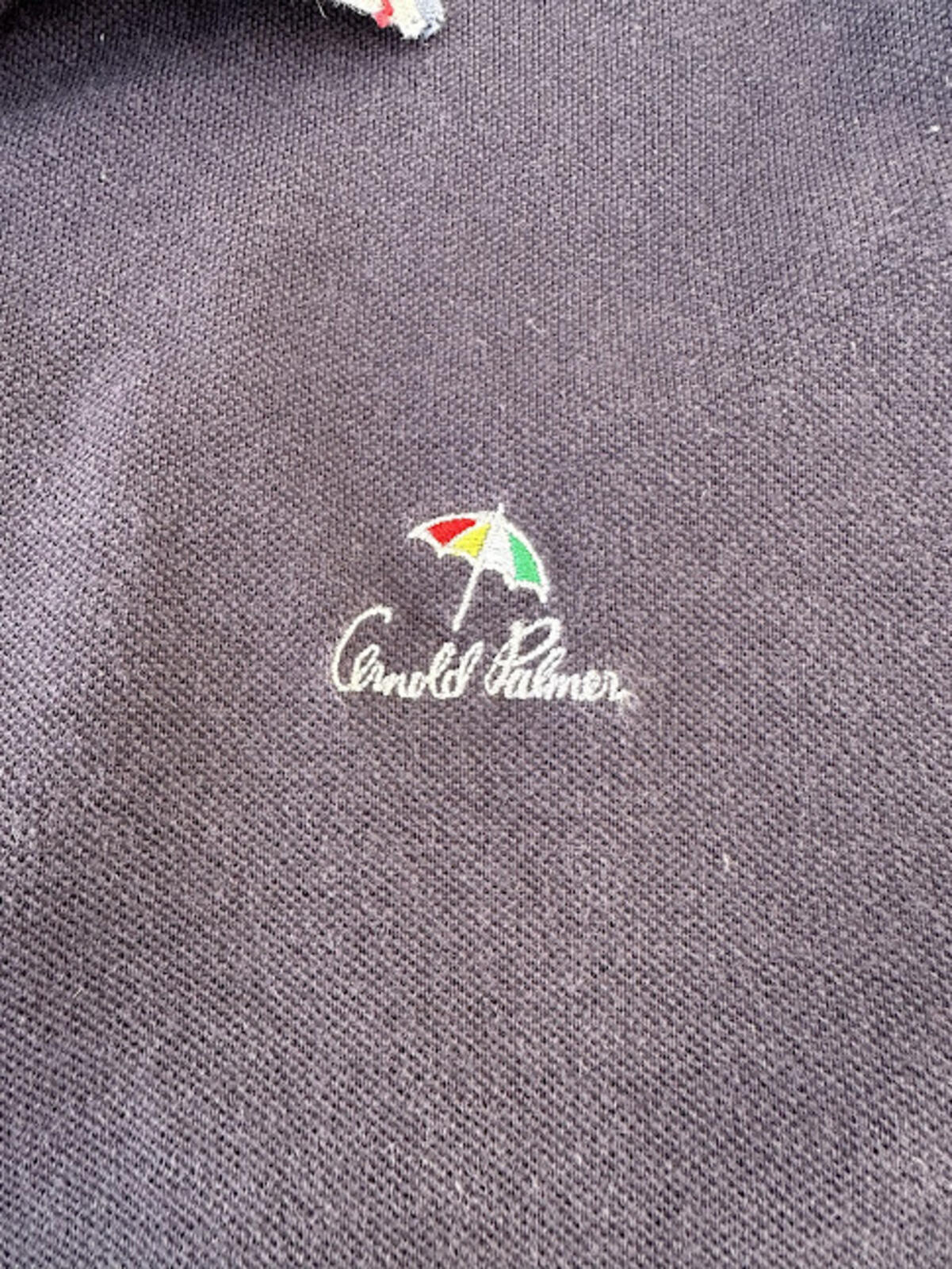 : Arnold Palmer Charge Polo Shirt L Navy Stripe Collar