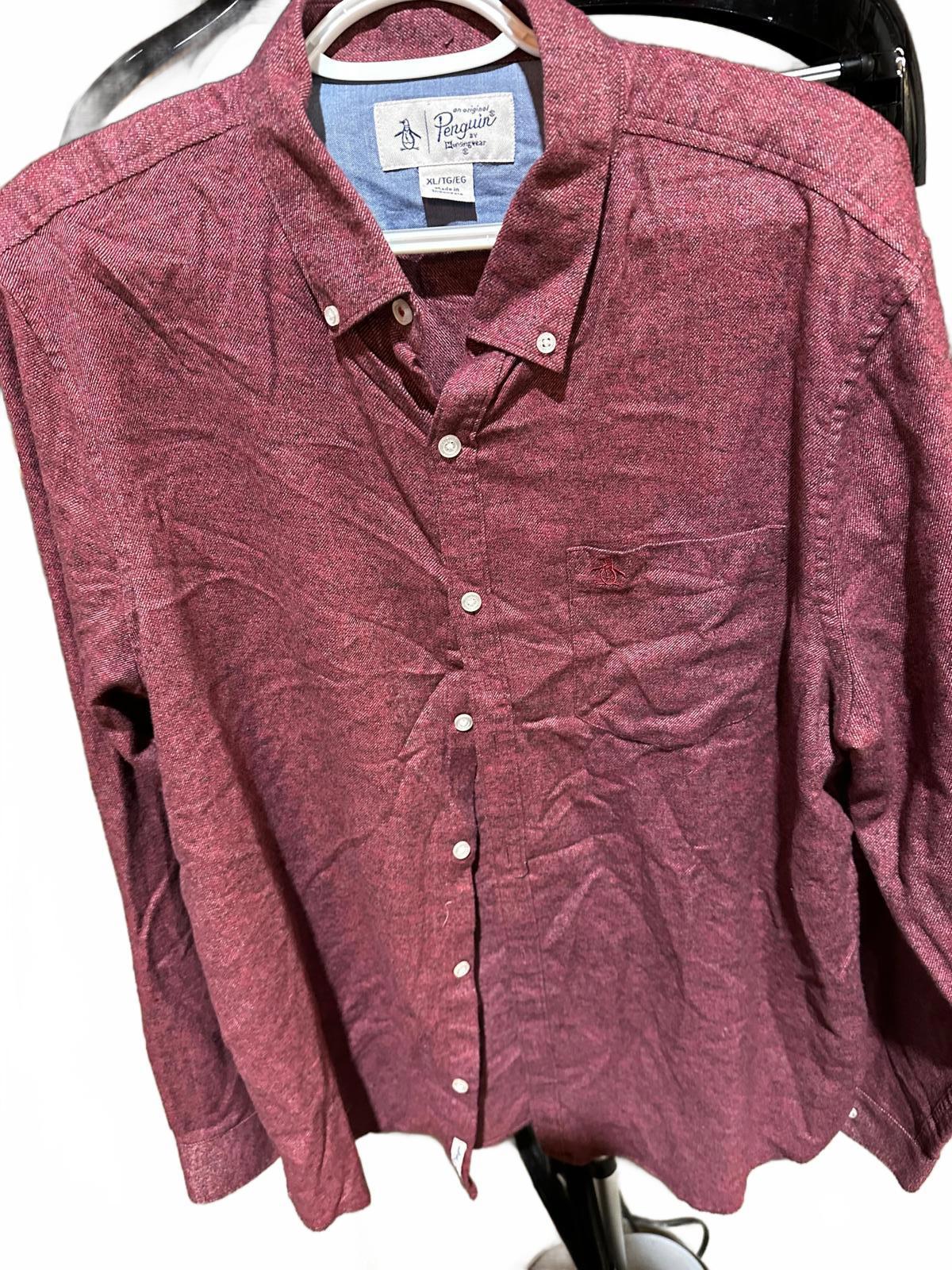 Original Penguin Red Heather Button-Down XL