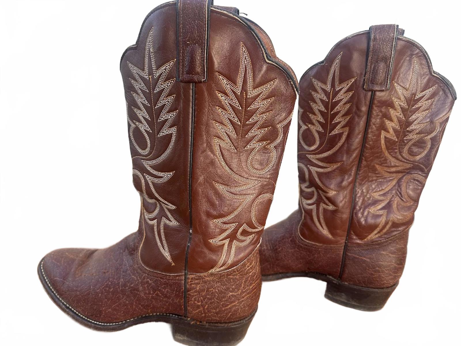 Vintage Texas Cowboy Boots Brown Leather 10.5 D