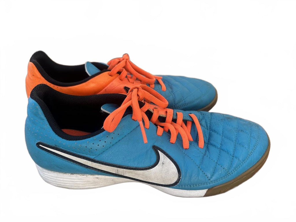 Nike Tiempo Indoor Soccer Shoes Blue Orange 8.5
