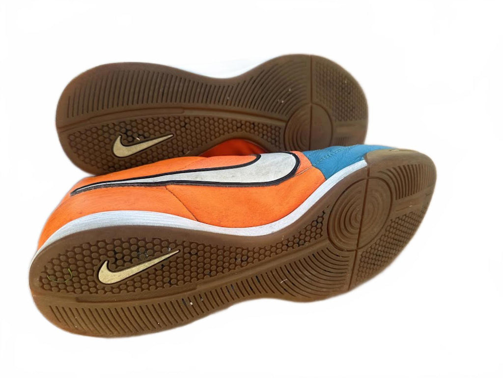 Nike Tiempo Indoor Soccer Shoes Blue Orange 8.5