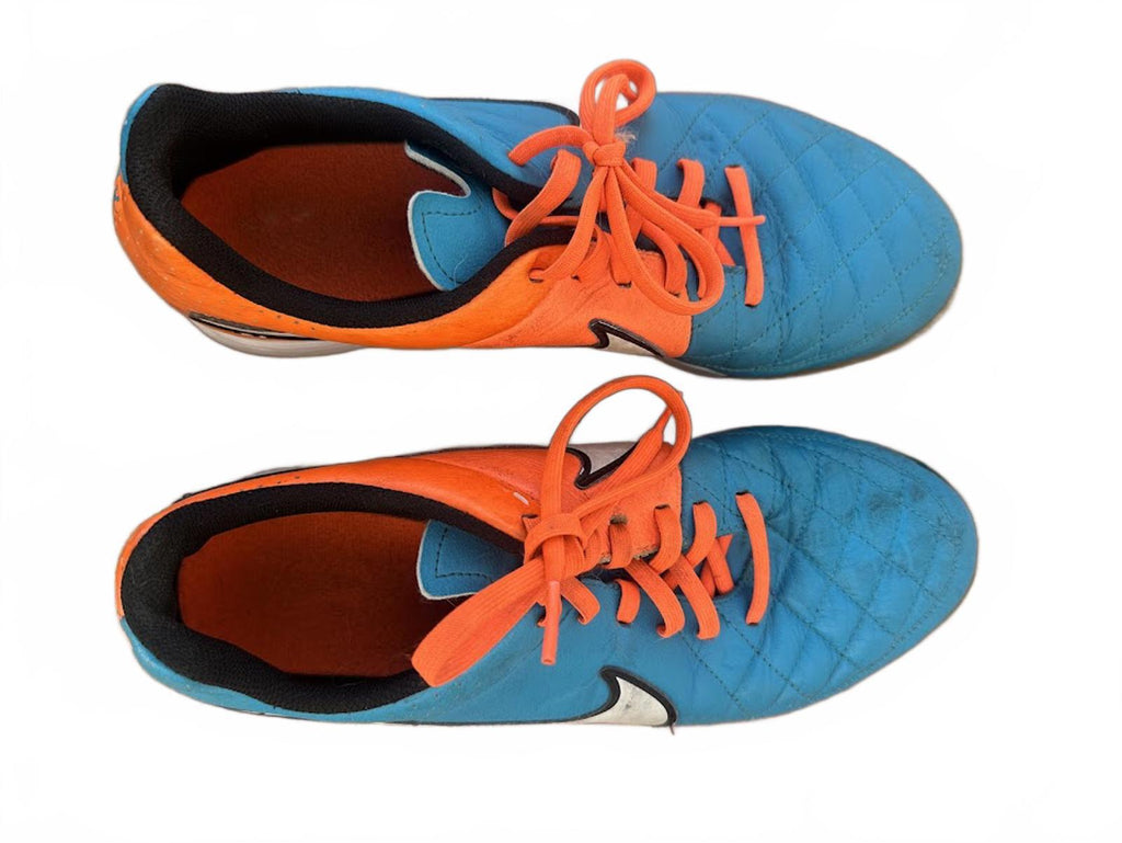 Nike Tiempo Indoor Soccer Shoes Blue Orange 8.5