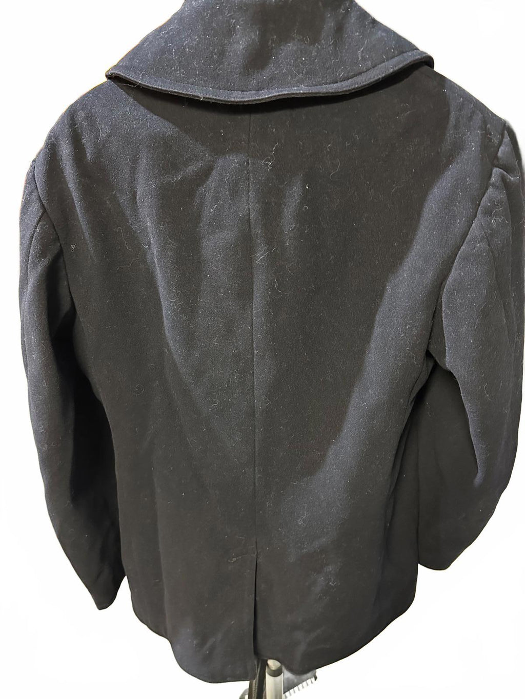 Vintage Navy-Style Wool Peacoat Double-Breasted Navy Blue