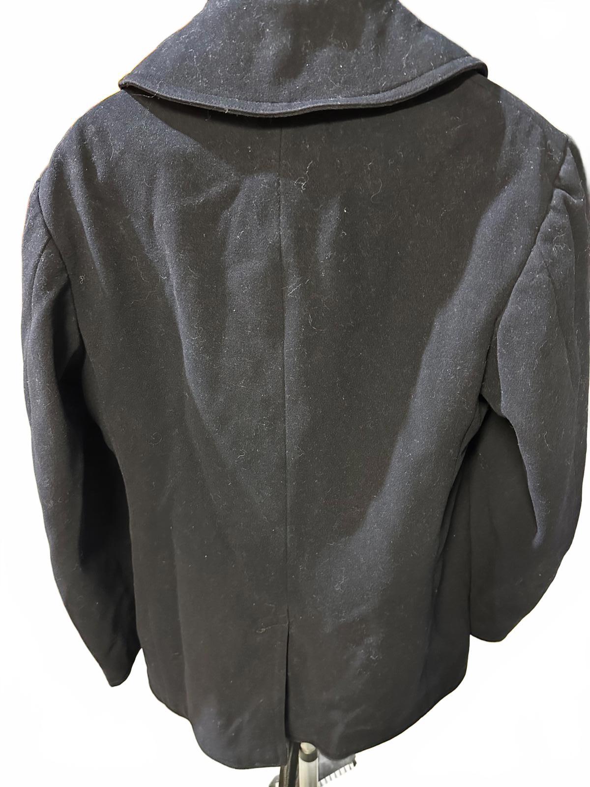 Vintage Navy-Style Wool Peacoat Double-Breasted Navy Blue