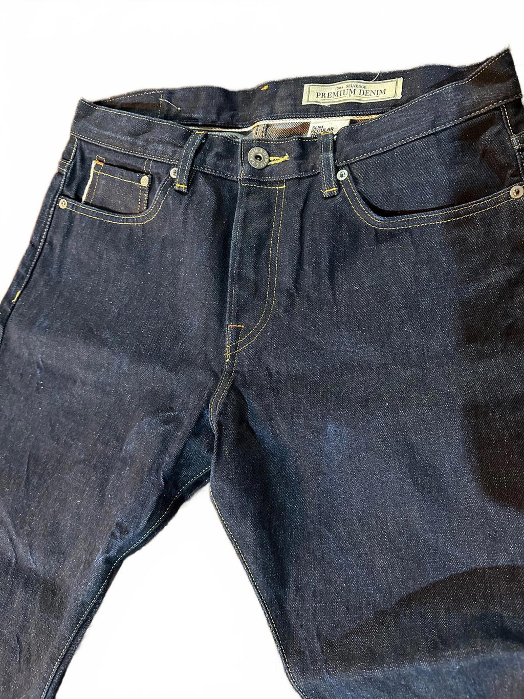 H&M &Denim 13.5oz Premium Selvedge Raw Jeans 32x30