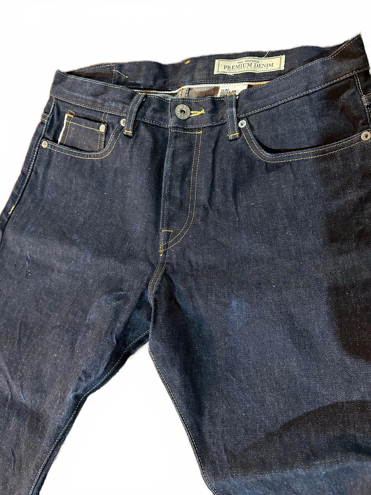 H&M &Denim 13.5oz Premium Selvedge Raw Jeans 32x30