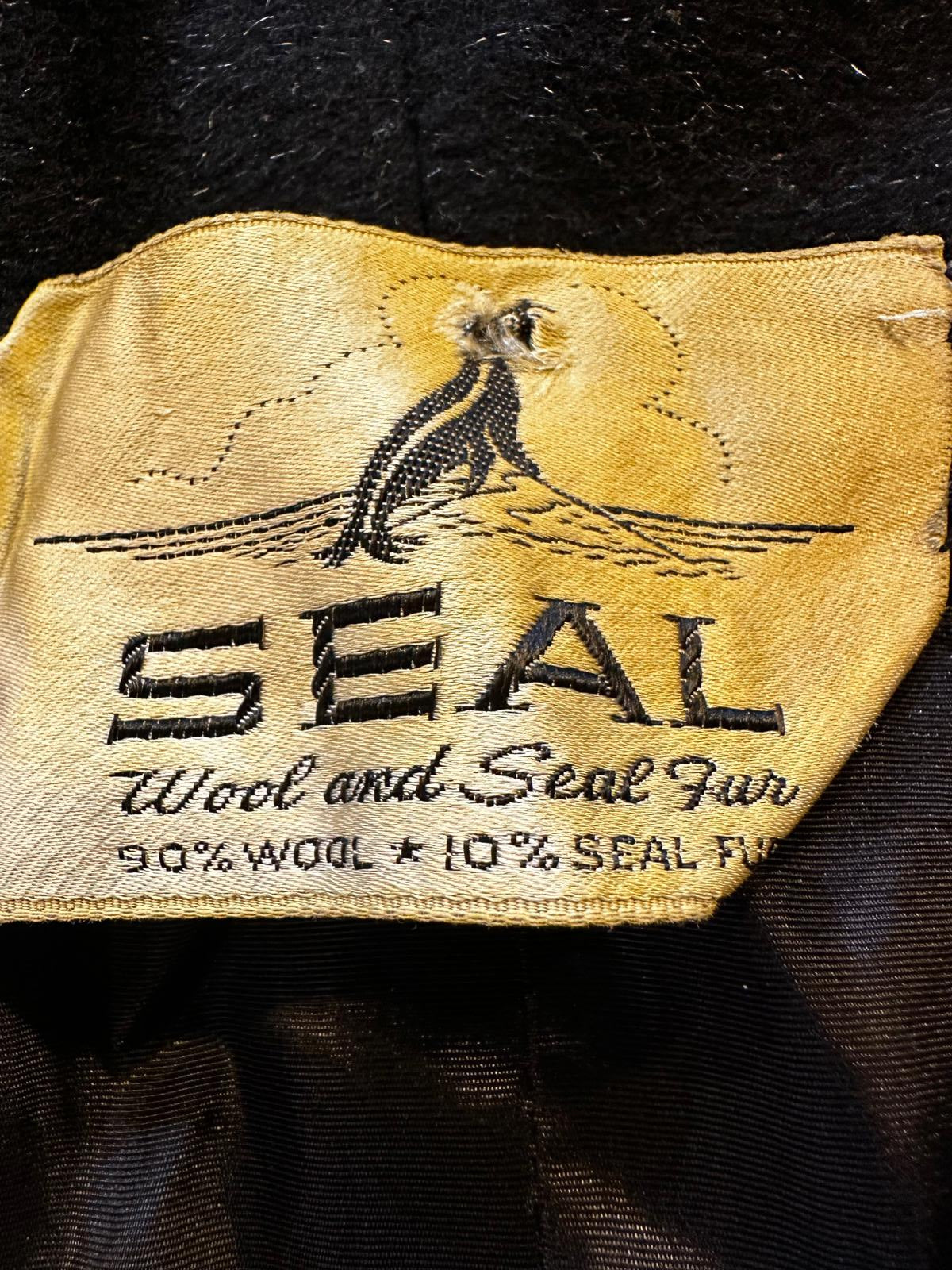 Vintage SEAL 1950s Wool & Seal Fur Cropped Coat