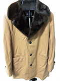 1950s Lakeland Camel Wool Coat w/ Mouton Collar 42