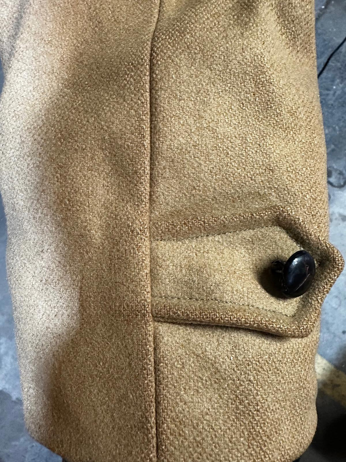 1950s Lakeland Camel Wool Coat w/ Mouton Collar 42