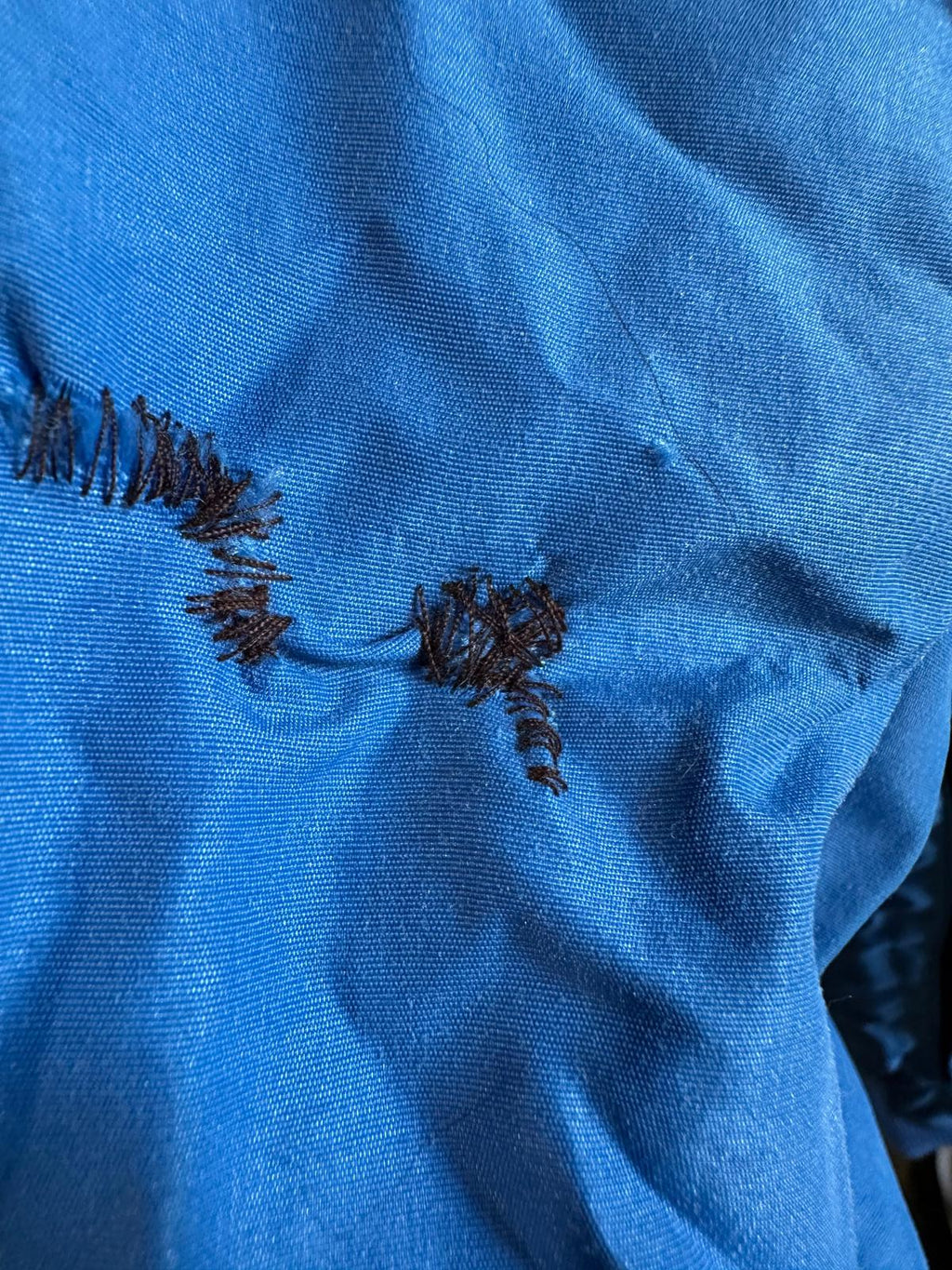 Wyoming Woolens Blue USA-Made Fleece-Lined Bomber L
