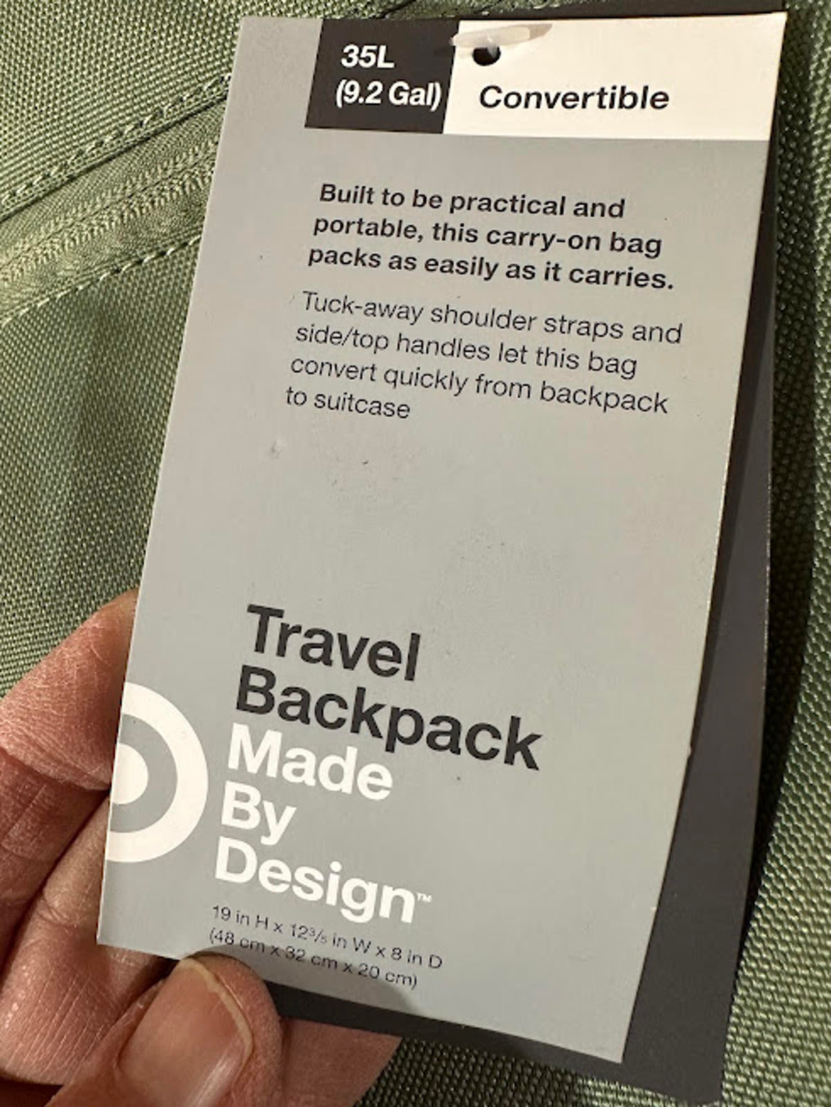 Made By Design 35L Convertible Travel Backpack